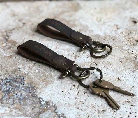 Personalized Leather Keychain. Custom Leather Keychain. - Etsy