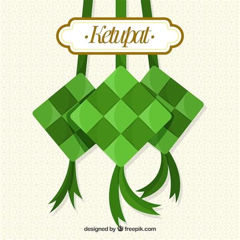 Premium Vector | Traditional ketupat composition with flat design