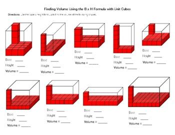 Finding Volume Using the BxH Formula with Unit Cubes - WORKSHEET for students!