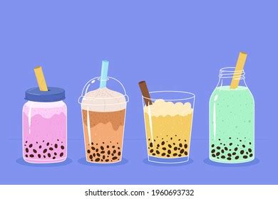 Bubble Tea Drinks Plastic Glass Tea Stock Vector (Royalty Free) 1960693732 | Shutterstock