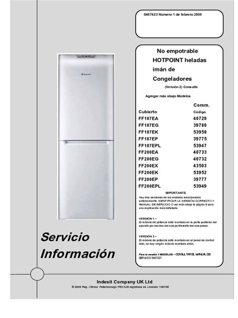 Hotpoint Service Manual Fridge Freezer - En.es PDF | PDF | Refrigerador ...