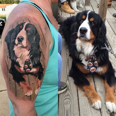 Bernese mountain dog tattoo by Helix tattoo lodge in Rising Sun maryland | Dog tattoos, Dog ...