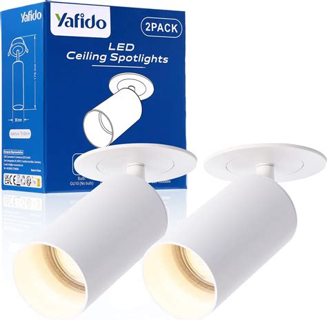 Yafido 2 Pack Plafonnier LED Spot Orientable 360°Luminaire ampoule LED ...