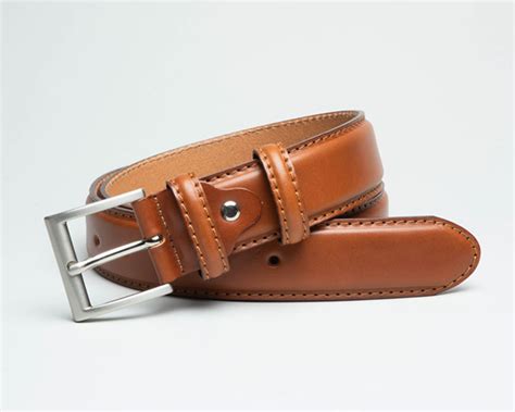 Mens 40mm Tan Ibex Stitched Edge Heavy Full Grain Leather Belt - The Leather Locker