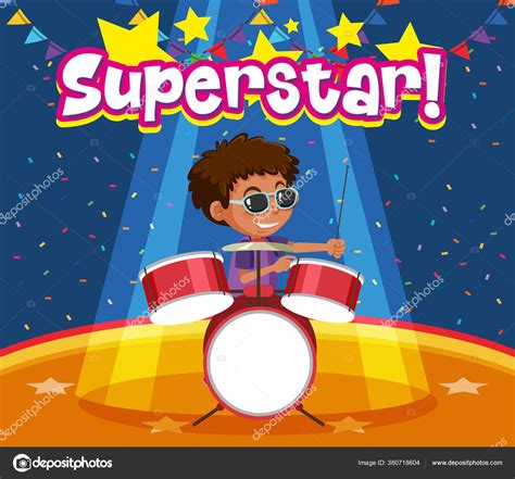 Font Design Word Superstar Boy Playing Drumset Illustration Stock Vector Image by ©brgfx #360718604