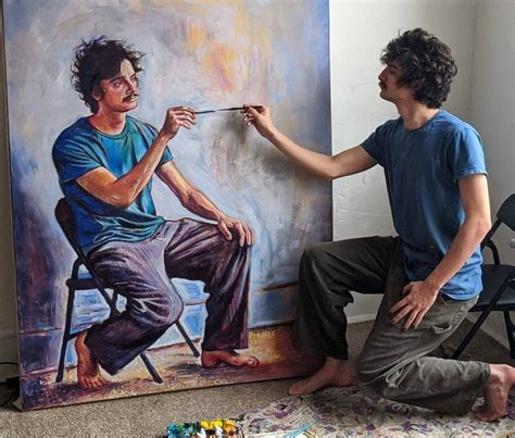 man painting a self portrait of himself painting | Artist, Portrait ...