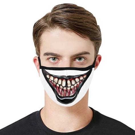 Funny Scary Mouth Teeth Blooding Fabric Mouth Mask Elastic Ear | Etsy