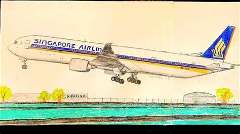 Speed Drawing 🏻 Singapore Airlines Boeing 777-300ER! Drawing an ...