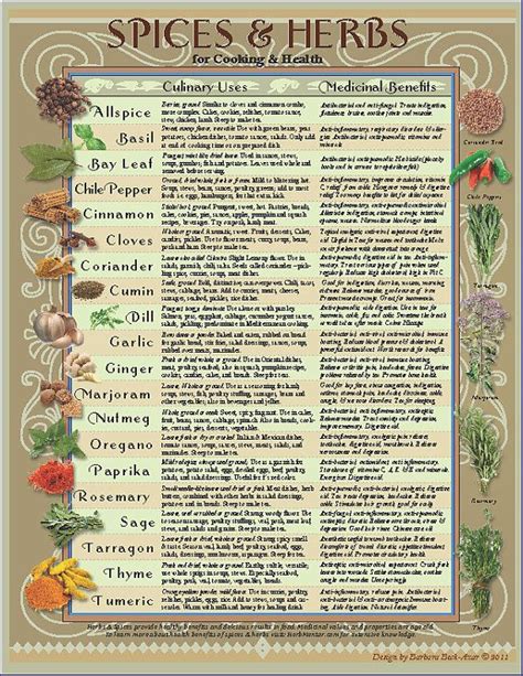 Healing Herbs Spices Kitchen Chart - Downloadable | Healing herbs ...