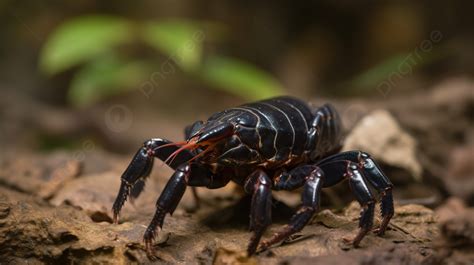 Kalajengking Hitam Dan Merah Di Tanah, Kalajengking Hutan Asia ...