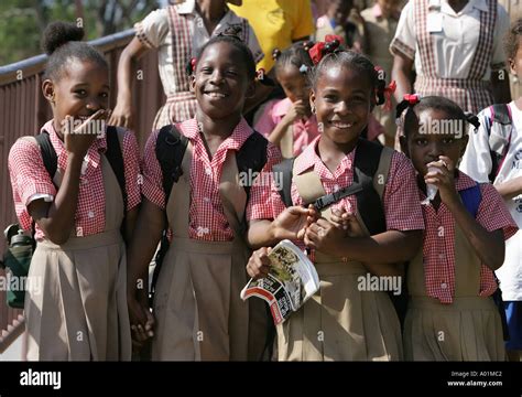 Jamaican school children in uniform Stock Photo - Alamy