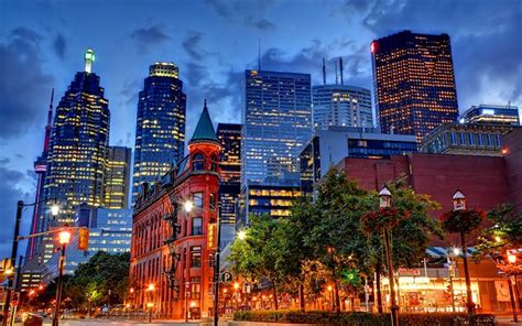 Download wallpapers Toronto, 4k, nightscapes, modern buildings, Canada for desktop free ...