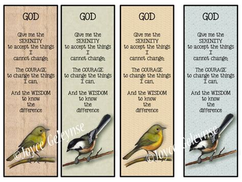 Bookmarks Serenity Prayer Printable Artwork of Birds - Etsy