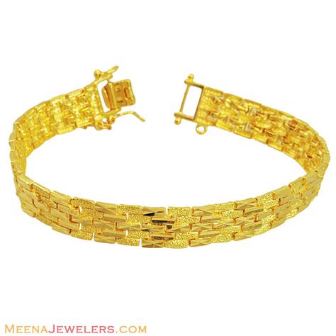 22k Gold Mens Bracelet - BrMs12194 - 22K yellow gold designer bracelet ...