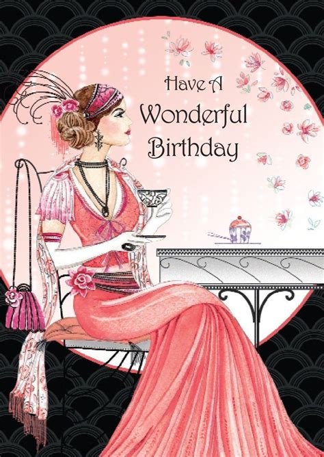 Art Deco Lady ~ Have A Wonderful Birthday ~ Birthday Card: Amazon.co.uk: Office Products | Happy ...