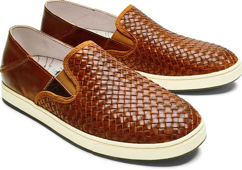 Olukai Kahu Lauhala Men's Leather Sneakers - Free Shipping