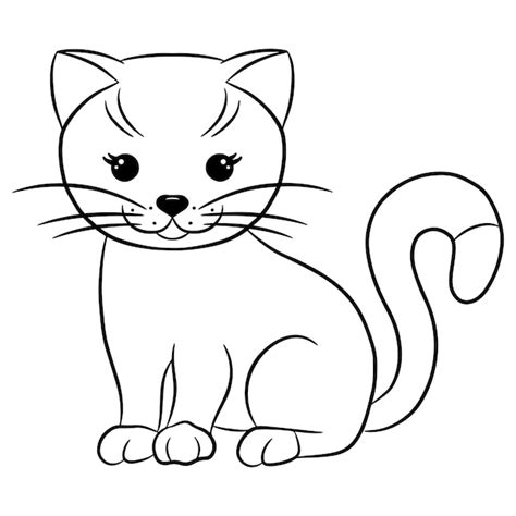 Premium Vector | Cute fun kitten vector outline illustration isolated ...