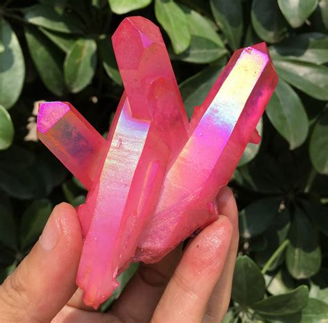 Aura Pink Quartz Crystal Cluster/Angel Aura Quartz Crystal | Etsy