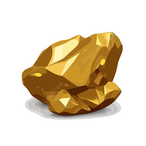 Gold Nugget Vector, Sticker Clipart Gold Rock Sitting On A Grey ...