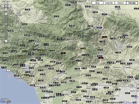 Ventura County Rainfall Totals Map - Big Bus Tour Map