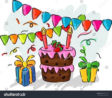 Birthday Party Hand Drawing Kids Stock Illustration 283757135 - Shutterstock