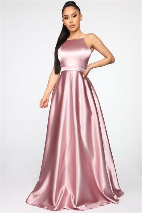 Fascinating Satin Dress - Mauve | Pink evening dress, Satin dress long, Mauve dress