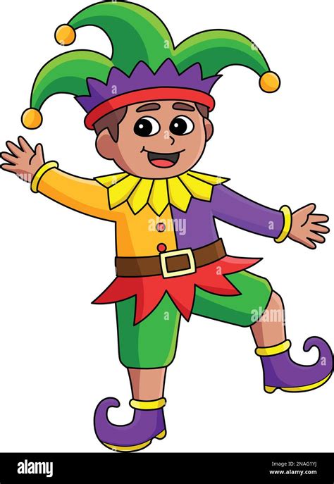 Mardi Gras Jester Boy Cartoon Colored Clipart Stock Vector Image & Art - Alamy