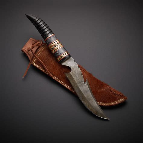 Handmade Damascus Hunting Knife + Sheath // SP-02 - Evermade Traders - Touch of Modern