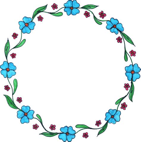 Floral Blue Frame PNG Pic - PNG All | PNG All