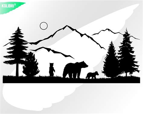 Nature Scene Svg Bear Svg Scene Clipart Mountains Svg - Etsy