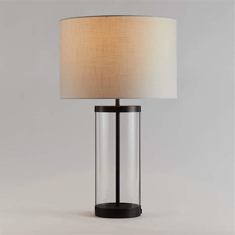 Promenade Avenue Black and Glass Table Lamp with White Shade Bedroom ...