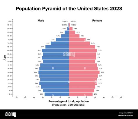 Population pyramid of United States 2023. Age structure diagram and ...