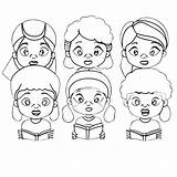 Church Choir Singing Black People Coloring Pages · Creative Fabrica sketch template