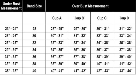 Bra Size Guide Chart