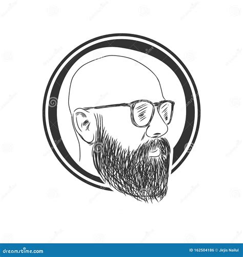 Bald Man with Beard, Vintage Style Vector Stock Vector - Illustration ...