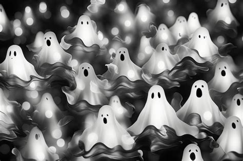 Premium AI Image | Seamless Halloween pattern black and white ghosts in ...