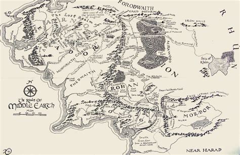 Map Of Middle Earth Lord Of The Ring Map Poster Print T1672 |A4 A3 A2 ...