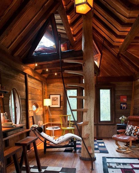 treehouse living space with sleeping loft near crystal river in colorado | Luxury tree houses ...