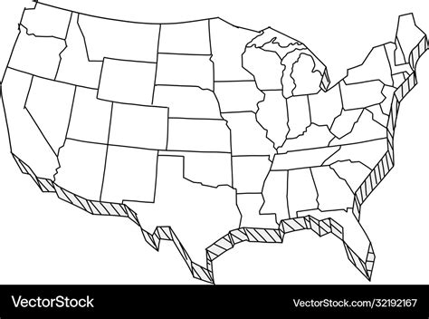 Usa map sketch tourist united states america Vector Image