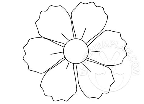 Flower with 6 petals coloring page - Easter Template