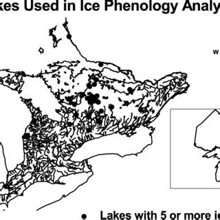 Map of Southern Ontario showing the location of lakes from which the 46 ...