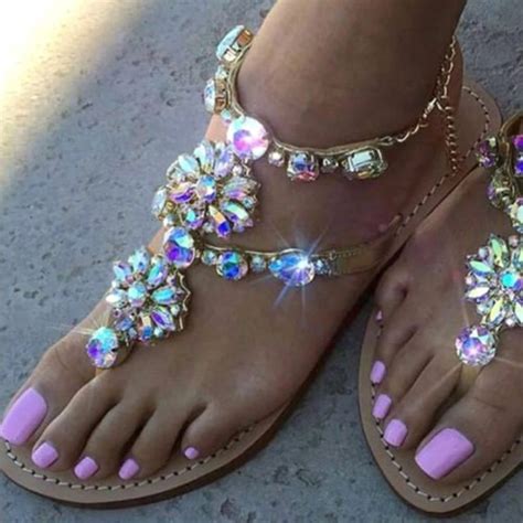 2020 Vintage Boho Sandals, Women Leather Beading Flat Sandals, Women ...