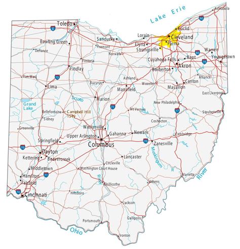 Map of Ohio - Cities and Roads - GIS Geography