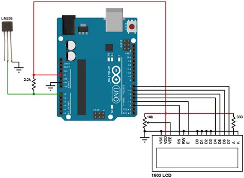 Digital thermometer with Arduino and LM335 temperature sensor