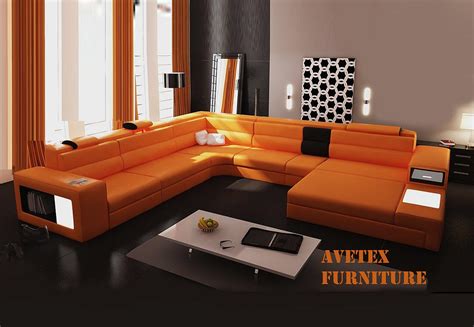 Polaris Orange Leather Sofa | Leather Sectionals