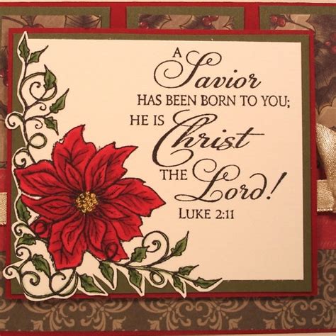 Religious Christmas Card with Bible Verse and Poinsettia