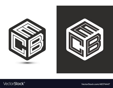 Ecb letter logo design with cube modern Royalty Free Vector