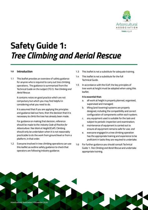 Safety Guide 1: Tree Climbing and Aerial Rescue - Arboricultural Association eBooks