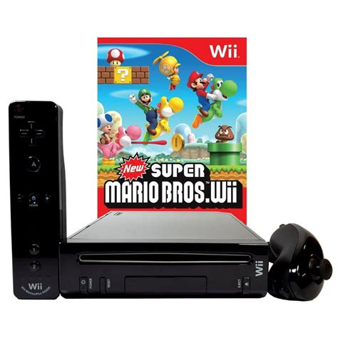 Refurbished Nintendo Wii Black Console With New Super Mario Brothers ...