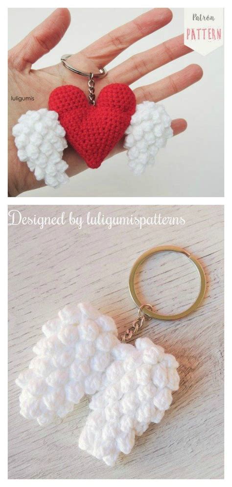 7 Heart Keychain Crochet Patterns FREE and Paid | Crochet keychain ...